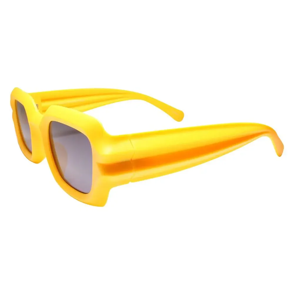 Double Ridge Temples Slim Standout Swag Hip Yellow Rectangle Sunglasses